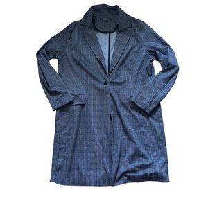 ADRIANNA PAPELL Ponte Knit Jacquard Plaid Black Gray Size Large Jacket Coat